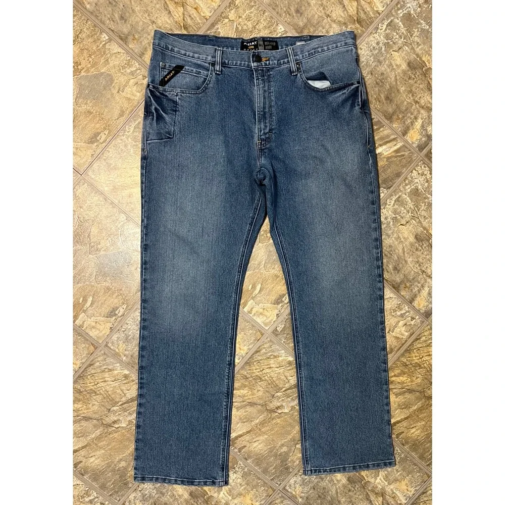 Ariat Jeans Men 38x34 Blue M4 Rebar Relaxed Boot Cut Work Denim